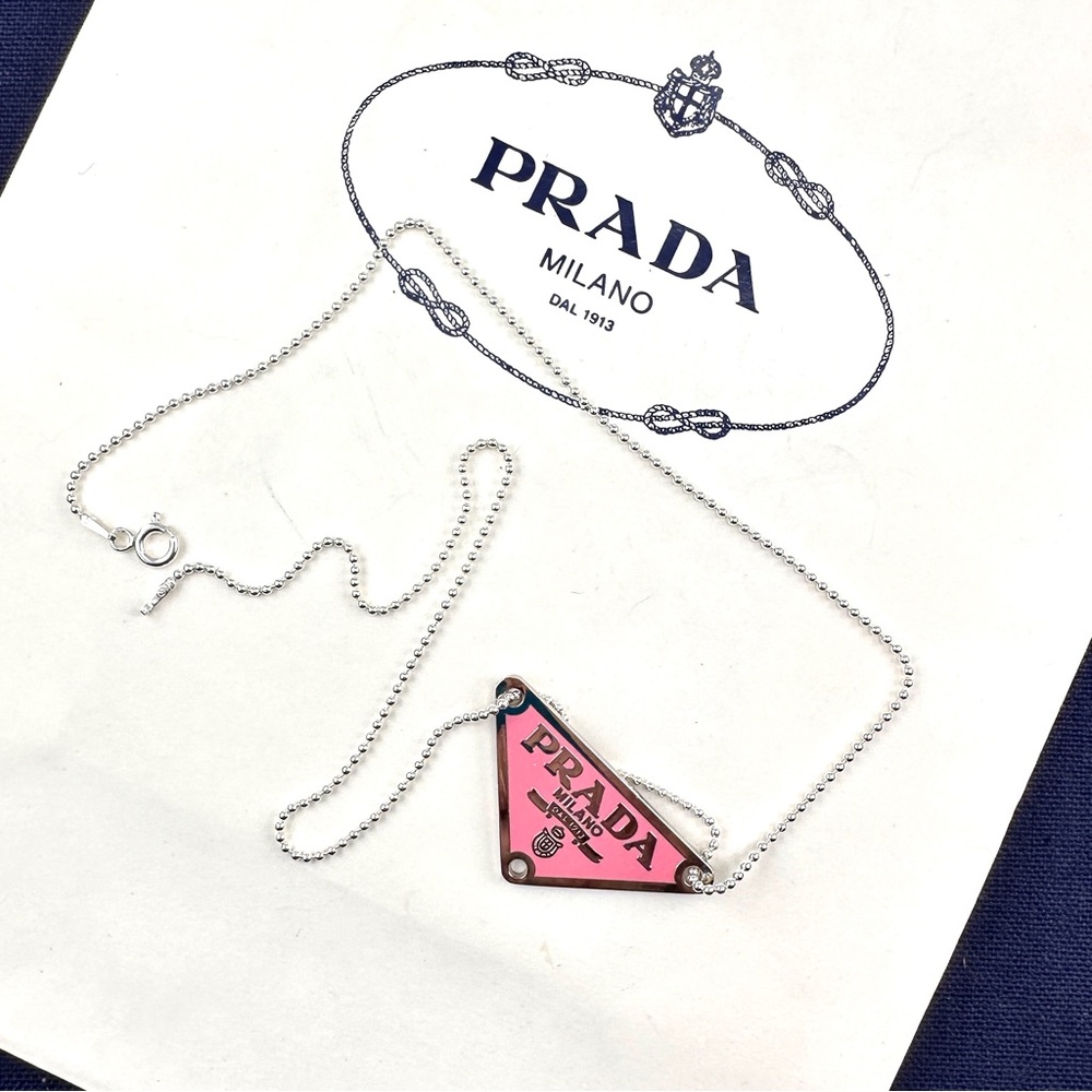 Prada Pink Triangle Necklace - Picture 6 of 13